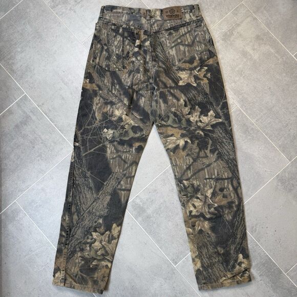 Vtg Wrangler Camo Jeans 32x34 Double Knee Mossy Oak Hunting Pants 97GR1CM - Picture 1 of 9